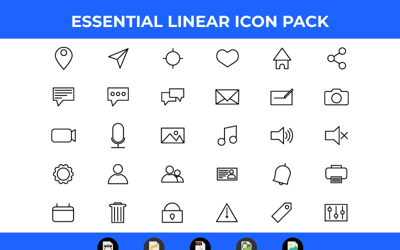 30 Linear Essential Icon Pack Vector and SVG Icon Set