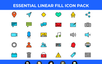 30 Linear Fill Essential Icon Pack Vector Illustrations and SVG