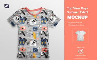 Top view Boy’s Summer Tshirt Mockup