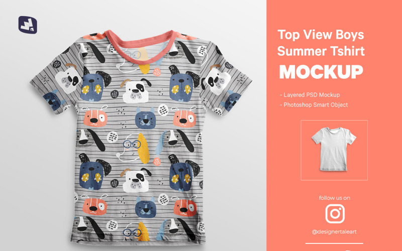 Top view Boy’s Summer Tshirt Mockup Product Mockup
