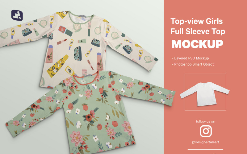 Top-view Girl’s Full Sleeve Top Mockup Product Mockup