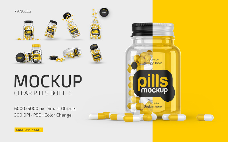Clear Pills Bottle Mockup Set Product Mockup