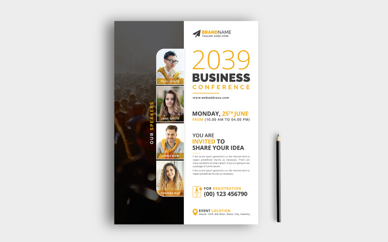 Conference Flyer Design for Annual Business Meeting, Lecture, Seminar Corporate Identity
