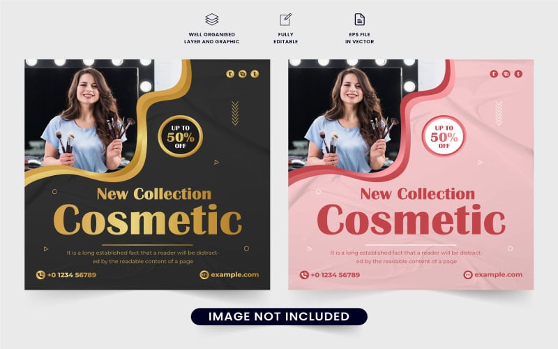 Cosmetic sale template vector for women Social Media