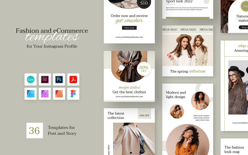 Fashion eCommerce Instagram Post and Story Templates Social Media