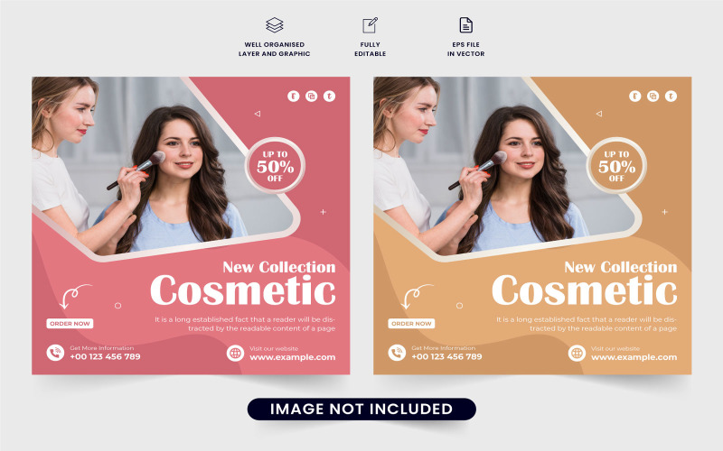 Luxury cosmetic business template vector Social Media