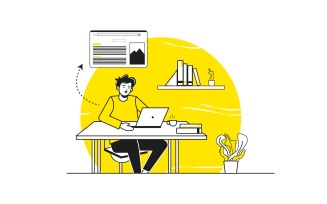 Man Work from home illustration