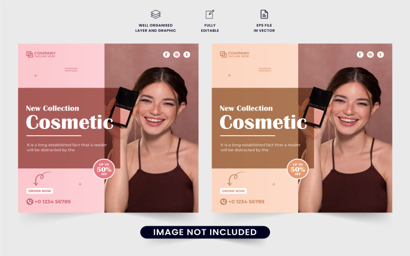 Modern cosmetic business template vector Social Media