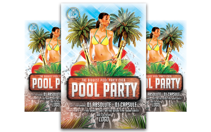 Pool Party Flyer Template Corporate Identity