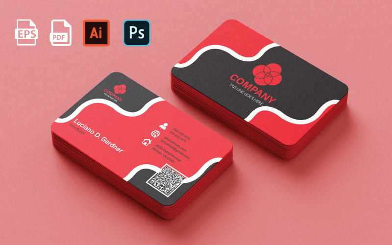Red And Black Business Card Template - Business Card Corporate Identity