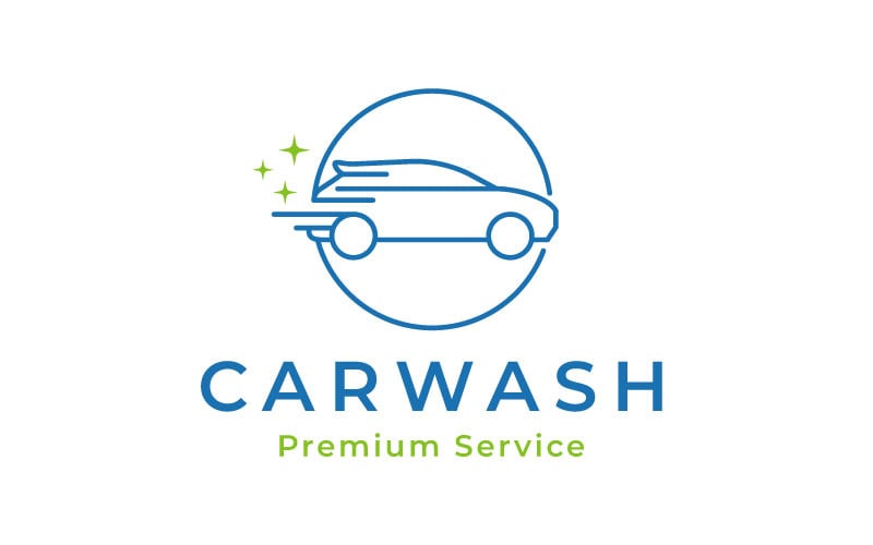 Simple Line art Car Wash Salon Logo Design Logo Template