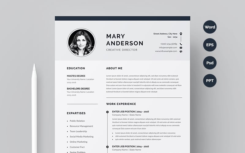 Template #285776 Pages Resume Webdesign Template - Logo template Preview