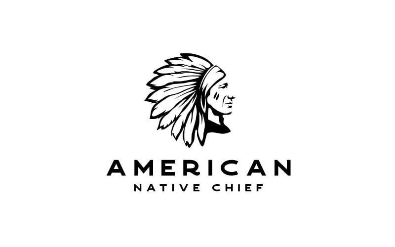 American Native Indian Chief Headdress Logo Design Inspiration Logo Template