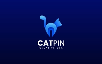 Cat Pin Gradient Logo Style