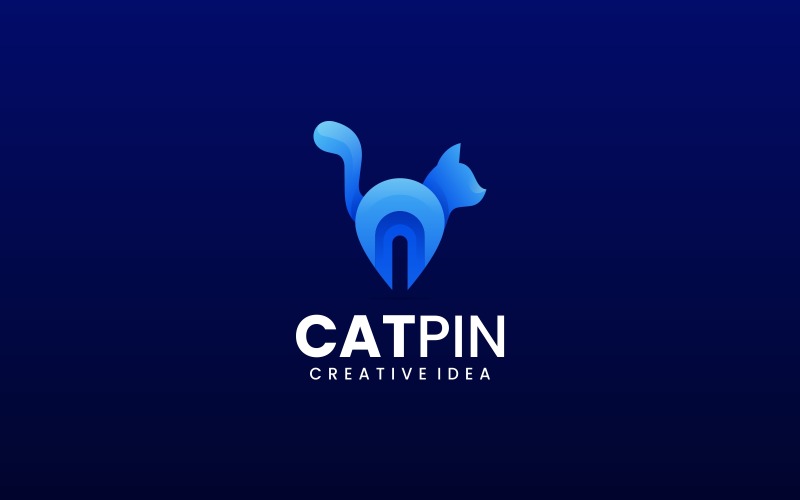 Cat Pin Gradient Logo Style Logo Template