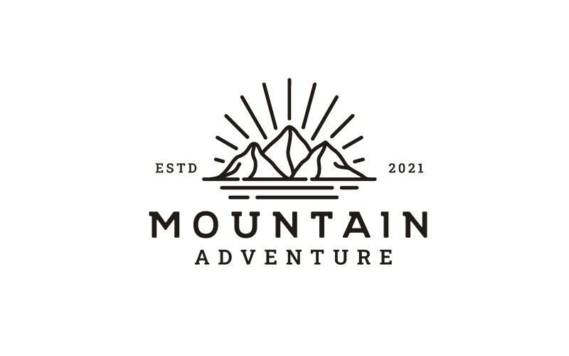 Line Art Mountain Adventure Logo Design Vector Template Logo Template