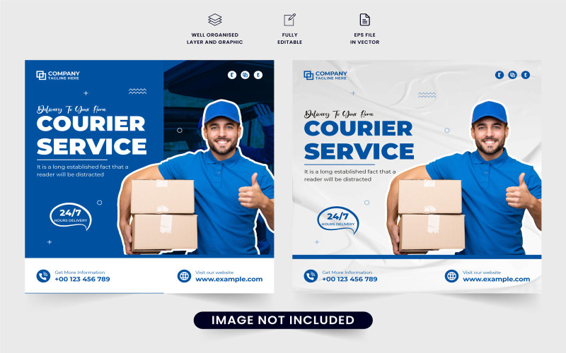 Modern courier service web banner vector Social Media