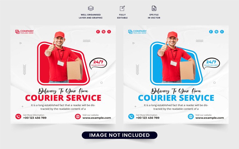 Online delivery service template vector Social Media