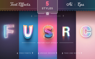Set 5 Unicorn Plastic Text Effects | Font Styles