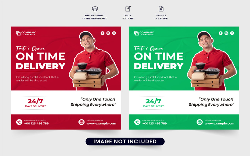 Supermarket delivery service template vector Social Media