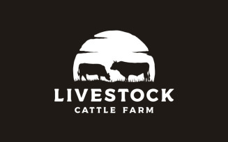 Vintage Angus Cattle, Livestock Logo Design Template
