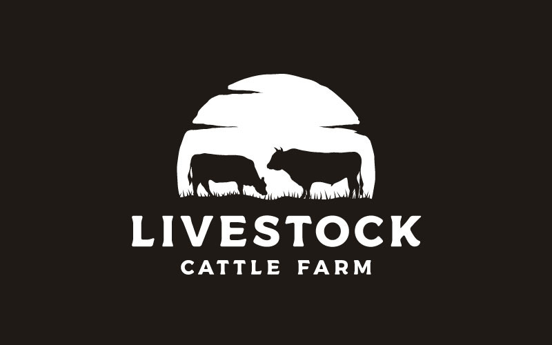 Vintage Angus Cattle, Livestock Logo Design Template Logo Template