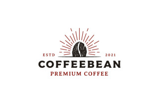 Vintage Hipster Coffee Bean Logo Design Vector Template