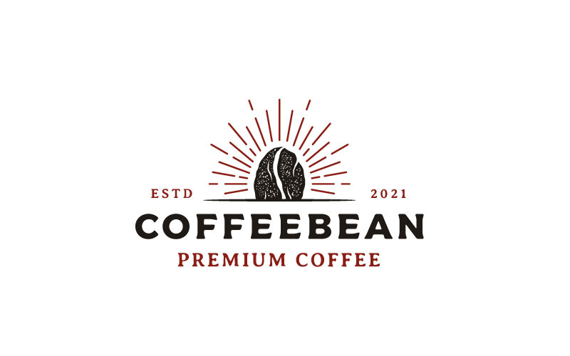 Vintage Hipster Coffee Bean Logo Design Vector Template Logo Template