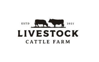 Vintage Retro Angus Cattle, Livestock Logo Design Inspiration