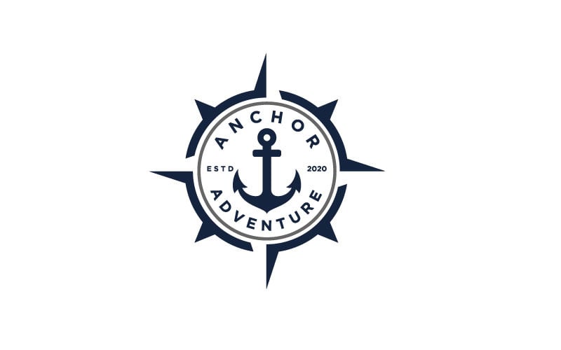 Anchor With Compass Stamp Badge Emblem Logo Design Logo Template