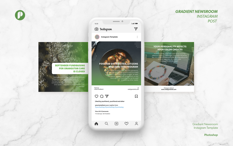Green gradient newsroom instagram post Social Media