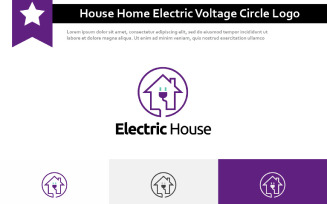 House Home Electric Voltage Circle Monoline Logo