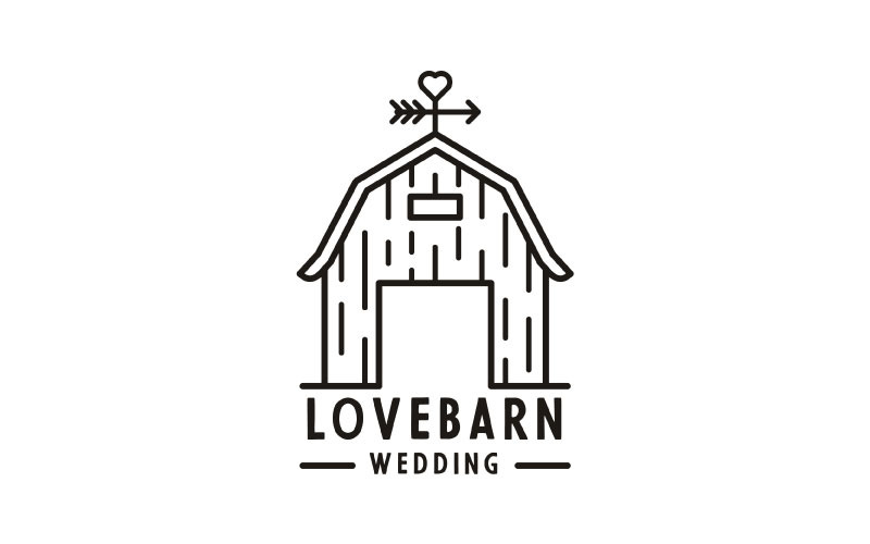 Monoline Barn With Arrows And Heart Love For Wedding Logo Logo Template