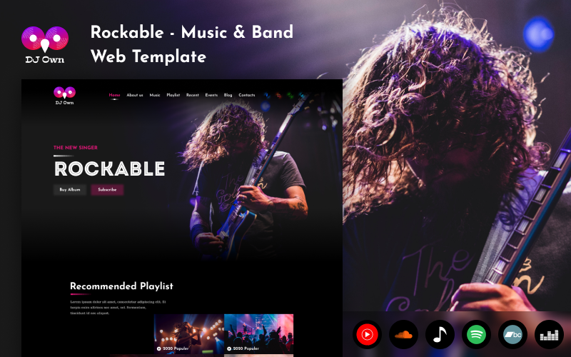 Rockable - Music and Band Website Figma Template UI Element
