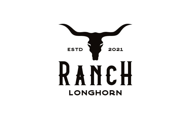 Texas Longhorn, Country Western Bull Cattle Logo Design Template Logo Template