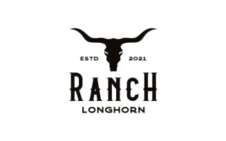 Texas Longhorn, Country Western Bull Cattle Logo Design Template