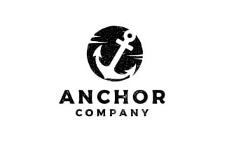 Vintage Hipster Anchor Silhouette For Boat Ship Navy Nautical Transport Logo