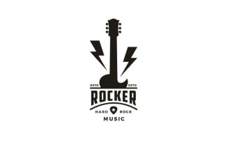 Vintage Retro Classic Country Music, Guitar Logo Design Vector