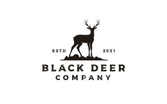 Vintage Rustic Deer Antler Silhouette Logo Design Vector Template