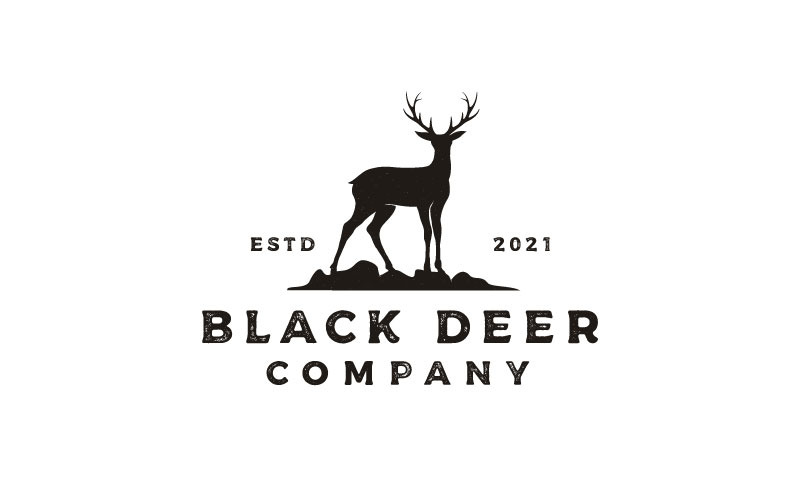 Vintage Rustic Deer Antler Silhouette Logo Design Vector Template Logo Template
