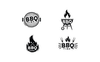 Vintage Rustic Grill Barbeque BBQ Logo Design Vector