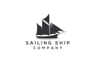Vintage Sailing Ship Silhouette Logo Design