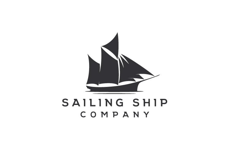 Vintage Sailing Ship Silhouette Logo Design Logo Template