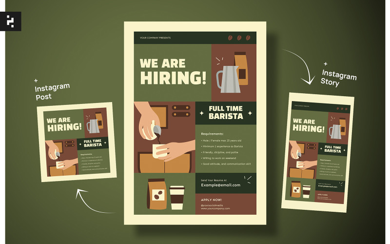 Barista Job Hiring Flyer Template Corporate Identity