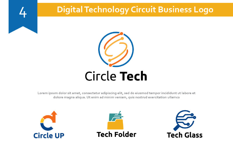 4 Digital Technology Circuit Business Logo Logo Template