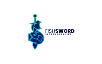 Fish Sword Line Art Logo Style