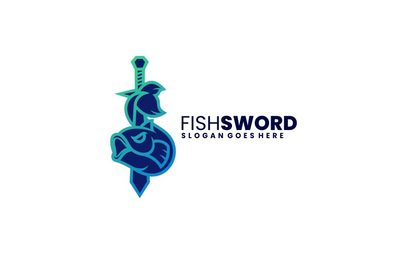 Fish Sword Line Art Logo Style Logo Template