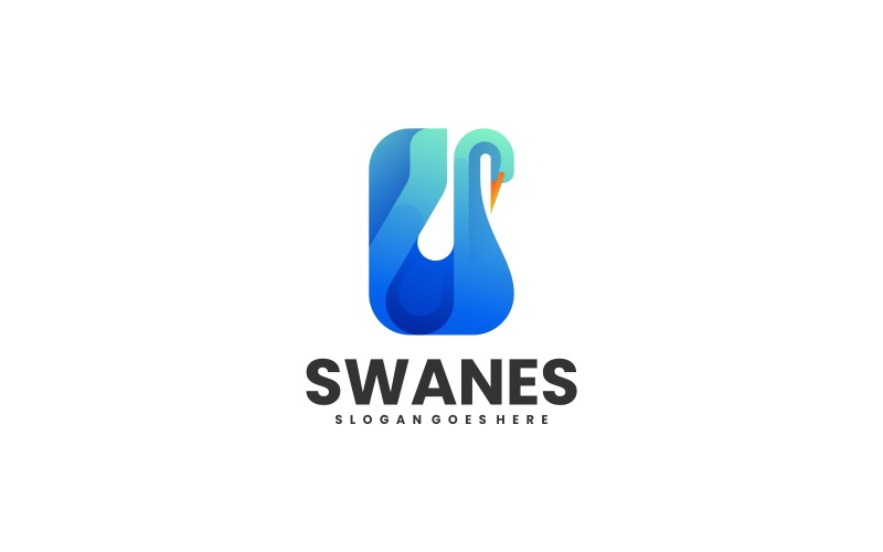 Swan Gradient Logo Design 3 Logo Template