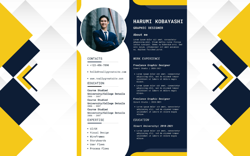 White Blue And Yellow Modern Resume