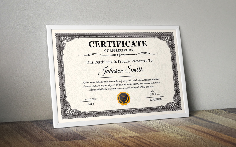 Classic Certificate Award Template 03 Certificate Template